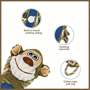 Custom Animal <b>Plush</b> Rope Dog Toy Cotton Chew Tug Toy Interactive Pet Toy OEM ODM Wholesale Supplier Bulk Order Brand - Product Image 5