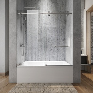 Exceed Écran de <span class=keywords><strong>baignoire</strong></span> sans cadre en verre trempé de haute qualité pour salle de bain Écran de <span class=keywords><strong>baignoire</strong></span> <span class=keywords><strong>coulissant</strong></span> - Product Image 4