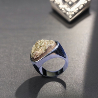 Anillos de Oro y Plata 18K con Gema Triangular Druzy Estilo Vintage Hiphop para Boda, Joyería para Hombre, Accesorio de Dedo, Venta al por Mayor desde China, Arabia Saudita
