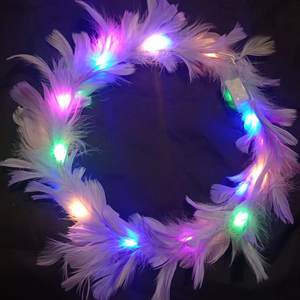Nicro Nouveau Design <span class=keywords><strong>Guirlande</strong></span> de Cheveux <span class=keywords><strong>Lumineuse</strong></span> à Plumes LED pour Enfants, Accessoire de Coiffure Lumineux pour Filles, Fournitures de Fête Néon - Product Image 2