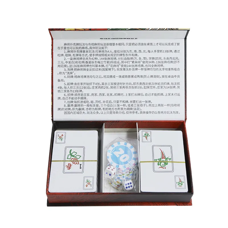 Nieuwe Creatieve Custom Logo Mahjong Spel Kaarten Geschenkdoos Chinese Mahjong Speelkaarten