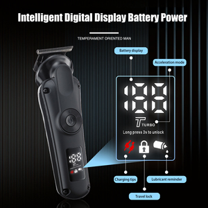 Tondeuse à cheveux pour homme en céramique rechargeable par USB, étanche, avec lame en T, affichage LED, pour usage domestique - Product Image 2