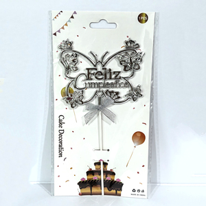 Adorno para Pastel de Cumpleaños con Corona de Mariposa de Plástico Chapado en Oro, Feliz Cumpleaños, Decoración para Fiesta de Cumpleaños en Español, 3D, Precio de Fábrica - Product Image 6