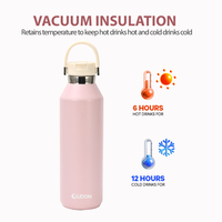 Gourde isotherme en acier inoxydable de 750 ml avec logo personnalisé, bouteille d'eau thermique pliable, portable et écologique
