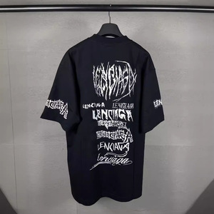 Paris <span class=keywords><strong>B</strong></span> Versione High 2024 Nuova Maglietta in Cotone <span class=keywords><strong>a</strong></span> Maniche Corte Stile Street con Stampa Grafica Limitata e Logo Classico Sanskrit Letter - Product Image 3