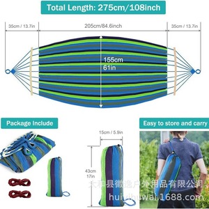 <span class=keywords><strong>Hamac</strong></span> de jardin en toile épaisse pour adultes, usage individuel/double, anti-basculement, pour camping, loisirs, intérieur, étudiants - Product Image 4