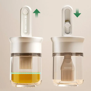 BPA-Free 1pc Oil Dispenser Bottle Heat-Resistant Silicone Brush Set for Baking Cooking <b>BBQ</b> Kitchen Outdoor Picnics Glass - Product Image 3