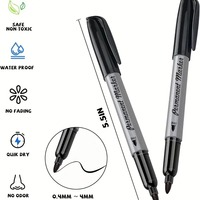 Marqueur permanent pour tableau blanc noir grande capacité, double pointe 6 mm, personnalisable en usine, pour plastique et papier