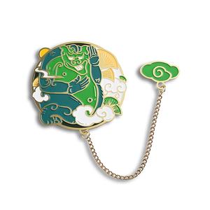 ที่คั่นหนังสือโลหะเคลือบสีเขียวรูปทรงกลมลายการ์ตูนสร้างสรรค์พร้อมสายโซ่ - Product Image 1