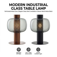 Lampe de table de style européen moderne avec abat-jour en verre, corps en fer, lampe de chevet pour la maison, l'hôtel, la chambre à coucher, éclairage décoratif