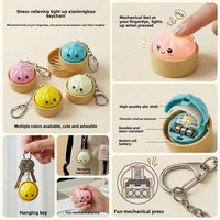 ABS Press-to-Light Steamed Bun Dumpling Keycap Keychain Mechanical-Feel Stress-Relief Pendant Creative and Cute Key-Bag Charm