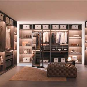 Customized Italian Style <b>Bedroom</b> <b>Furniture</b> Luxury Walk in Closet Full Sets with Led Lights Wardrobe and Island Cabinets - Product Image 2