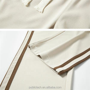 Custom Pants Sweatpants Manufacturer Men Contrast Tape Side Drawstring Waist Streetwear Casual Baggy Striped Wide <b>Leg</b> Pants - Product Image 6