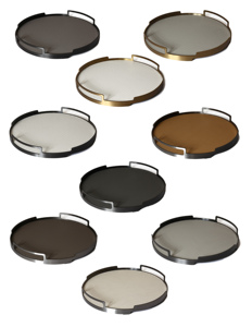 T314Wholesale Bandeja de servicio de metal de color personalizado Diseño circular de Ramadán Bandeja rodante Forma Bandejas de servicio de cuero decorativas para el hogar - Product Image 3