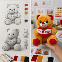 En gros, Peau de peluche d'ours douce et personnalisable pour la Saint-Valentin, pour la création d'écharpes ou d'ours en peluche