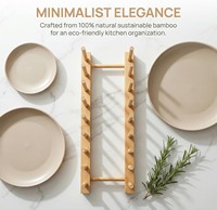 Égouttoir à vaisselle vertical en bambou pour placard, support de rangement pour assiettes