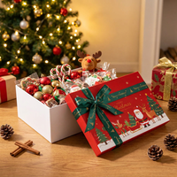 Boîte cadeau rigide en papier en deux parties pour Noël, personnalisée, avec ruban, pour emballage de cadeaux de Noël