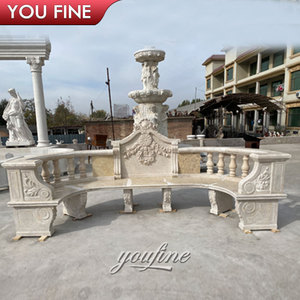 Panca Lunga Curva in <span class=keywords><strong>Marmo</strong></span> Naturale Scolpito a Mano per Giardino e Parco - Product Image 2