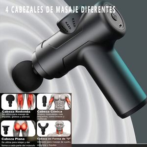 Pistola de Masaje Inalámbrica con Calor y Vibración de Percusión para Tejido Profundo, 4 Cabezales, Control de Velocidad para Cuerpo, Piernas, Manos, Cuello, Pies, Brazos y Cabeza - 4-6H - Product Image 3