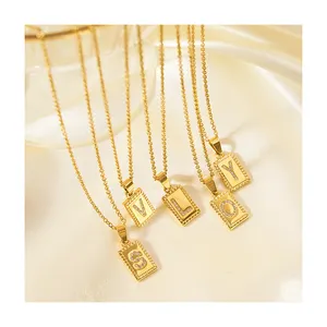 ERESI 18k PVD Gold Plated Initial Necklace With Letters Stainless Steel Diamond Initial Necklaces 26 Letter Alphabet Necklace