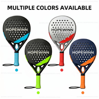 Raquette de padel en fibre de carbone mate avec logo personnalisé, légère, pour le beach tennis, avec grip antidérapant pour jeunes et cordon de sécurité pour le poignet