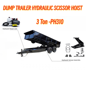 3톤 유압식 가위형 호이스트 키트 PH310 (8'-10' 덤프 베드용), 중장비 팁퍼 트레일러 하부 리프트 실린더 (파워 유닛 포함) - Product Image 2