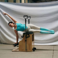 Chaise Wunda MJD M401A - Design en bois durable, réglable, garantie 1 an, équipement portable de Pilates et de yoga pour le corps