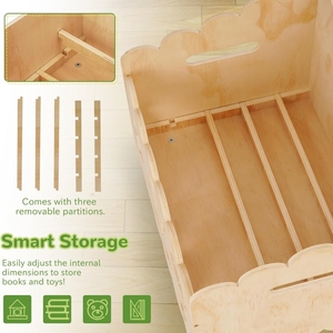 <span class=keywords><strong>Libreria</strong></span> <span class=keywords><strong>Montessori</strong></span> per Bambini, Portatile, per Soggiorno, Contenitore per Giocattoli, Piccola <span class=keywords><strong>Libreria</strong></span> in <span class=keywords><strong>Legno</strong></span> con 3 Divisori Regolabili - Product Image 4