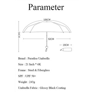 Thiên đường ô 19inch 6K UV bảo vệ UPF 50 + mini 5 gấp viên nang ô với trường hợp - Product Image 3