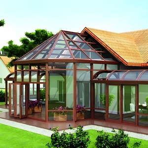 Modern Aluminum Glass 4 Season Sunroom Prefab Outdoor Villa Double Tempered Low-E Glass <strong>Roof</strong> Sliding <strong>Doors</strong> Heat Insulation - Product Image 3