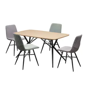 Maison Mobilier de Salle à Manger Table et Chaise en Bois Ensemble Mobilier Moderne Cuisine 6 Personnes Cadre en Métal + MDF Bois Designs Modernes