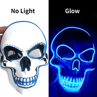 Masque de squelette humain pour Halloween, masques à LED illuminés, masque drôle, alimentation, déguisement du grand Festival, Cosplay, masques de fête