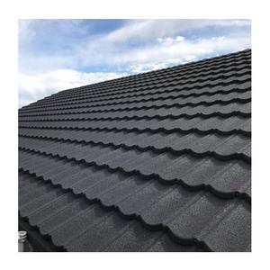Tuiles de toiture de Bond de métro enduites de pierre colorée noire de haute performance tuile de toit en acier en métal - Product Image 1