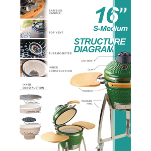 AUPLEX <span class=keywords><strong>Parrilla</strong></span> Kamado de Cerámica para Exteriores de 16 Pulgadas, Ahumador de Carbón, <span class=keywords><strong>Parrilla</strong></span> OEM, <span class=keywords><strong>Parrilla</strong></span> Kamado de Carbón para Jardín y Cocina - Product Image 3