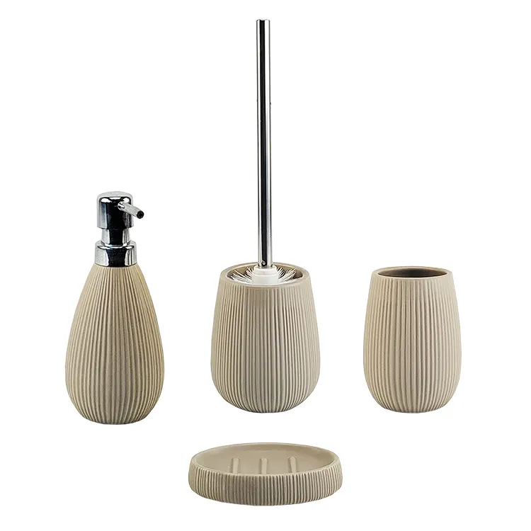 BX set da bagno moderno in ceramica set di accessori da bagno 4 pezzi dispenser di sapone per piatti, porta scopino, bicchiere