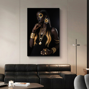 Peinture de portrait de femmes africaines, affiche sur toile de mode afro-américaine, peinture murale personnalisée et art mural - Product Image 5