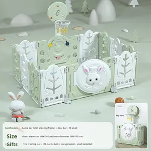 Parc de jeu pour bébé, clôture de sécurité intérieure multi-tailles, centre d'activités pour tout-petits avec balançoire, toboggan et <span class=keywords><strong>panier</strong></span> de <span class=keywords><strong>basket</strong></span> pour ramper et marcher - Product Image 5