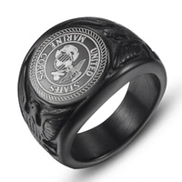 Benutzer definierte US Marine Corps Eagle Ring Edelstahl Militär Siegelring für Männer Patriotischer vergoldeter Eagle Crest Schmuck