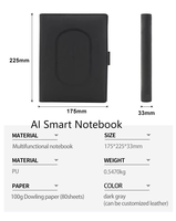 Carnet de notes A5 personnalisé à couverture rigide avec IA Chatbot, logo personnalisé, en cuir PU, traducteur IA pour cadeau de bureau