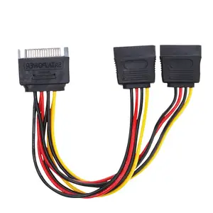 SATA Power Y Splitter Cable 15 Pin SATA Power Splitter Cable Adapter SATA 15 Pin Male to Dual Female Power Y- Cable