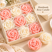Nouveau Coffret de 9 Bougies Artisanales Parfumées à la Fleur de Soja, Forme Pivoine et Rose, Idéal pour Cadeau de Mariage et Faveur de Fête