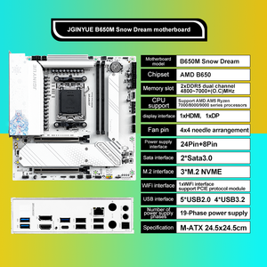 Placa Base JGINYUE B650M Snow Dream AM5 DDR5 ARGB M-ATX para Juegos, PCIe 4.04 M.2 Doble, Nueva, Compatible con CPU 9700X/9900X/7800X3D, DIY Doble Memoria - Product Image 1