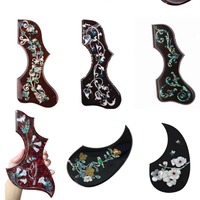 Plaque de protection pour guitare folk de 41/40 pouces avec incrustation florale en celluloïd, colle souple élastique, épaissie, rose colorée
