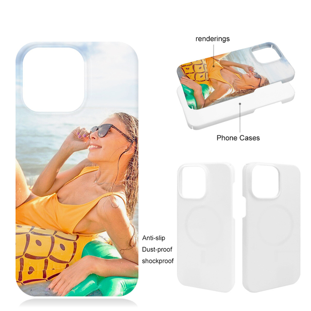 3D Tough Hard PC Shockproof Magnetic Blank Sublimation Heat Transfer Phone case for iPhone 16 15 14 SE Funda De Celulares