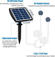 Aérateur solaire pour bassin 2W 2200mAh, pompe à air, 2 pierres, 2 modes pour aquarium, bassin, hydroponie