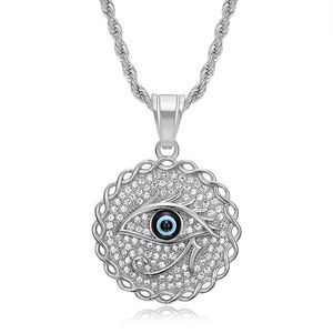 Collar con Colgante Ojo de Horus y Diamantes de Imitación Azules de Acero Inoxidable, Joyería de Moda Unisex, Regalo - Product Image 5