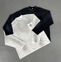 YuKaiHe Sudadera de Manga Larga 100% Algodón de 230 g/m², con Logotipo Personalizado al por Mayor, Camisetas Extra Grandes de Alta Calidad con Lavado Ácido para Hombre