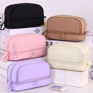 Nouvelle arrivée Organisateur de fournitures scolaires <span class=keywords><strong>en</strong></span> polyester de grande capacité avec fermeture à glissière multicouche pour étudiants Trousse à crayons à 4 fenêtres - Product Image 1