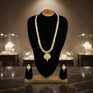 Ensemble de bijoux longs plaqués or formant, ensemble de bijoux longs élégants, bijoux de mode, bijoux traditionnels, bijoux en laiton plaqué or. - Product Image 3