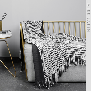 MISS <span class=keywords><strong>LAPIN</strong></span> — couverture tricotée épaisse, Design d'intérieur, par Sublimation, avec glands - Product Image 1